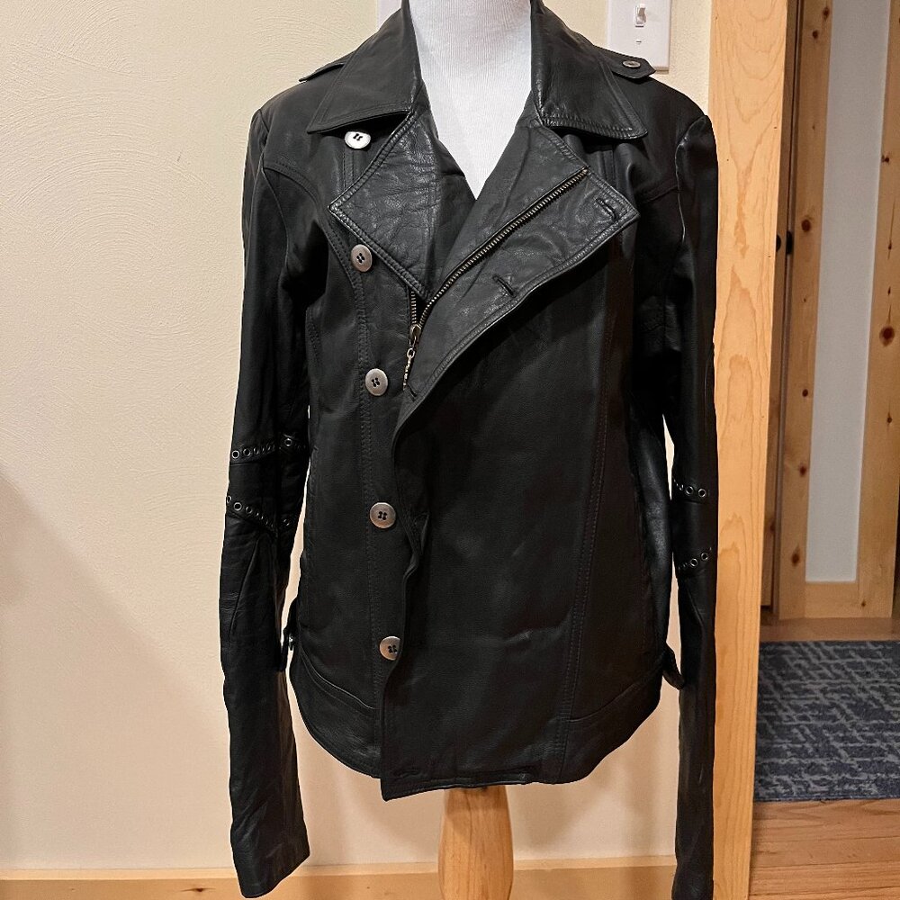 Southern Gent Genuine Black Leather Moto Biker Jacket